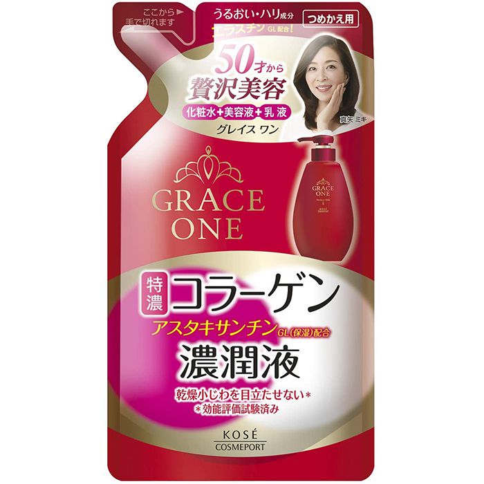 [特長]:■50才からのプレミアムエイジングケア。■50代の肌を考えてつくられた、みずみずしいのにコクがあるミルク状の濃潤液。■化粧水+美容液+乳液の3役で乾燥から肌をまもります。■お得なつめかえ用。■全品効能評価試験済み。[仕様]:■内容量:200ml ■香り:華やかなローズフローラルの香り■原産国:日本■成分:水・DPG・BG・グリセリン・トリエチルヘキサノイン・ミネラルオイル・水添ポリデセン・ホホバ種子油・アスタキサンチン・サクシニルアテロコラーゲン・ジパルミチン酸アスコルビル・センチフォリアバラ花エキス・トコフェロール・トマト果汁・ヒアルロン酸Na・ヘマトコッカスプルビアリスエキス・ローズヒップ油・ワイン・加水分解ヒアルロン酸・水溶性コラーゲン・(アクリル酸Na／アクリロイルジメチルタウリンNa)コポリマー・(アクリレーツ／アクリル酸アルキル(C10-30))クロスポリマー・イソヘキサデカン・エタノール・オレイン酸ソルビタン・ジメチコン・スクワラン・ステアリン酸グリセリル・ステアロイルグルタミン酸・セスキオレイン酸ソルビタン・セテアリルアルコール・トリ(カプリル酸／カプリン酸)グリセリル・パルミチン酸ソルビタン・ヘキサ(ヒドロキシステアリン酸／ステアリン酸／ロジン酸)ジペンタエリスリチル・ベヘニルアルコール・ポリソルベート80・ワセリン・水酸化Na・水添レシチン・エチルパラベン・サリチル酸・フェノキシエタノール・プロピルパラベン・メチルパラベン・香料・カラメル[サイズ]:■サイズ(約):10.cm×5.1cm×19cm