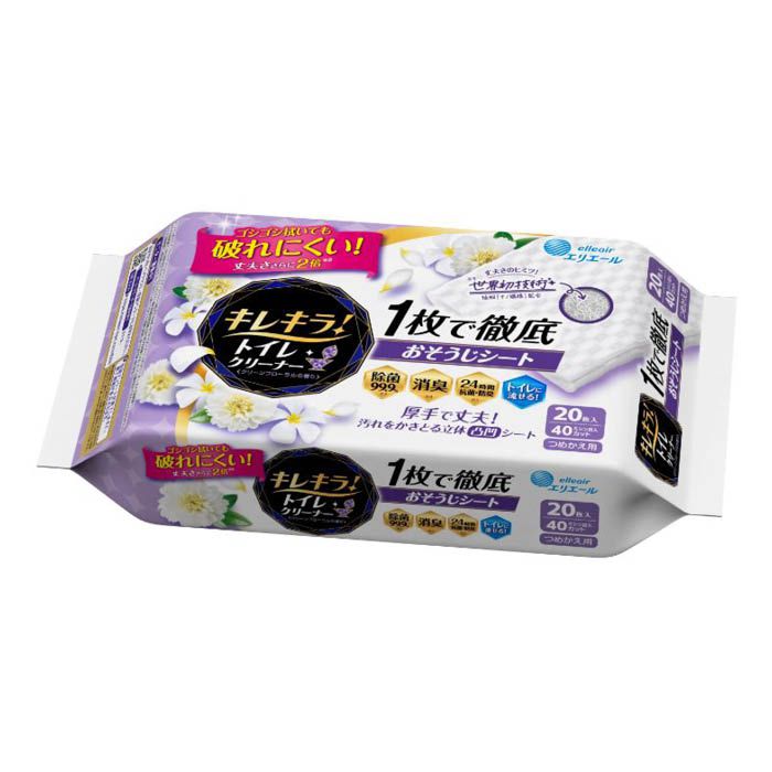 大王製紙 キレキラ!トイレクリーナー 1枚で徹底おそうじシート クリーンフローラルの香り つめかえ用 20枚