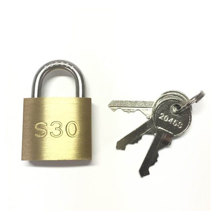 ステン弦Wロック南京錠 30mm 鍵違い