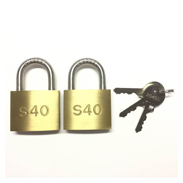 ステン弦Wロック南京錠 2個入 40mm 同一鍵番号
