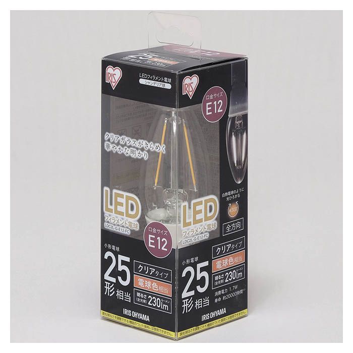 アイリスオーヤマ LEDフィラメント電球 E12タイプ25形相当 電球色 非調光 クリアタ...