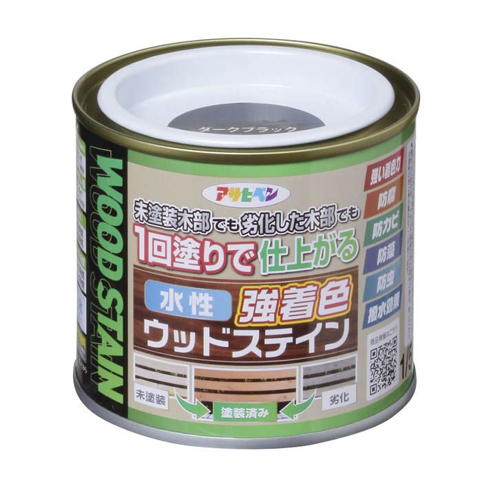 アサヒペン 水性強着色ウッドステイン 1/5Lダークブラック