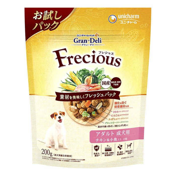 【エントリーでポイント10倍】ユニ・チャーム Gran　Deli　Frecious　アダルト成犬用　チキン&小魚入り　200g【2024/5/9 20時 - 5/16 1時59分】