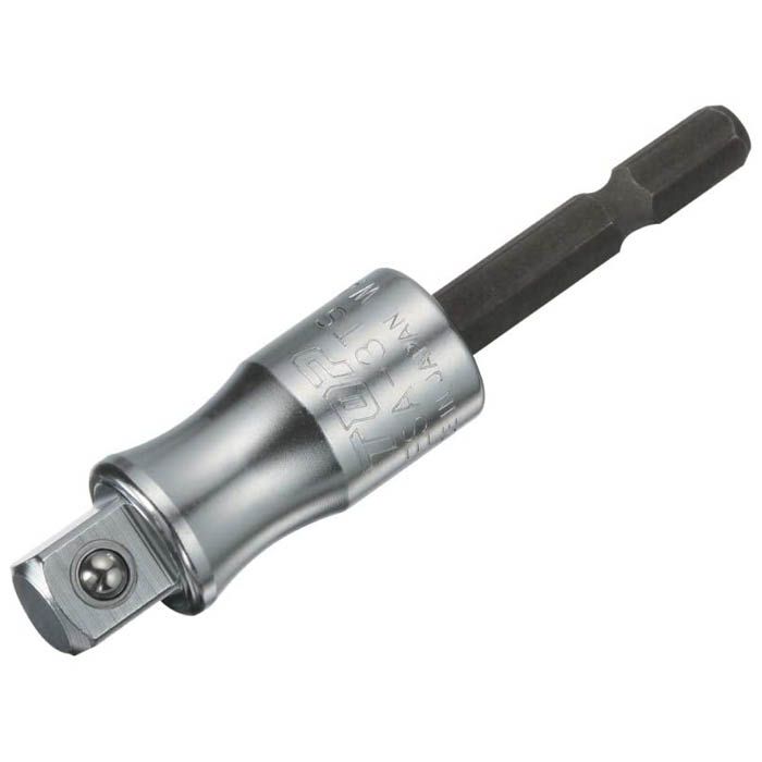 [仕様]■差込角：9.5mm■ボール止め■日本製■40V対応[用途]：■ソケットレンチ用ソケットを安全に接続■六角シャンク部は6.35mmでインパクトドライバーに素早く装着[注意]■電気ドリルはクラッチ付またはインパクト付をご使用ください。■ボルト・ナットに対して斜め掛け、浅掛けや過大な力をかけないでください。