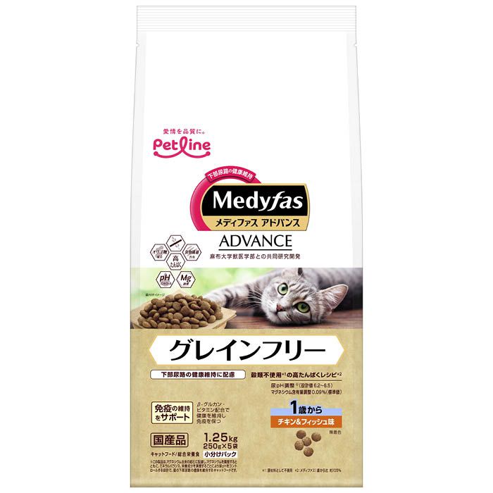 [原材料]：_肉類（ミートミール、チキンミール、チキンレバーパウダー）、豆類（脱脂大豆、おから）、油脂類（動物性油脂）、魚介類（フィッシュミール:DHA・EPA源、フィッシュエキス）、セルロース、糖類（フラクトオリゴ糖）、β-グルカン、シャンピニオンエキス、加工でん粉、ビタミン類（A、D3、E、K3、B1、B2、パントテン酸、ナイアシン、B6、葉酸、ビオチン、B12、コリン）、ミネラル類（カルシウム、リン、ナトリウム、カリウム、塩素、鉄、コバルト、銅、マンガン、亜鉛アミノ酸複合体、亜鉛、ヨウ素）、アミノ酸類（メチオニン、トリプトファン、タウリン）、酸化防止剤（ローズマリー抽出物、ミックストコフェロール）[栄養成分表示]：_たんぱく質 32.5%以上脂質 16.0%以上粗繊維 7.5%以下灰分 11.5%以下水分 10.0%以下カルシウム 0.9%標準値リン 0.9%標準値ナトリウム 0.4%標準値マグネシウム 0.09%標準値代謝エネルギー：約370kcal(100g当たり)[保存方法]：_直射日光、湿気の多い所をさけ、涼しい場所で虫等が入らないように密封してください。開封後はお早めにお使いください。乳幼児の手の届かないところに保管してください。