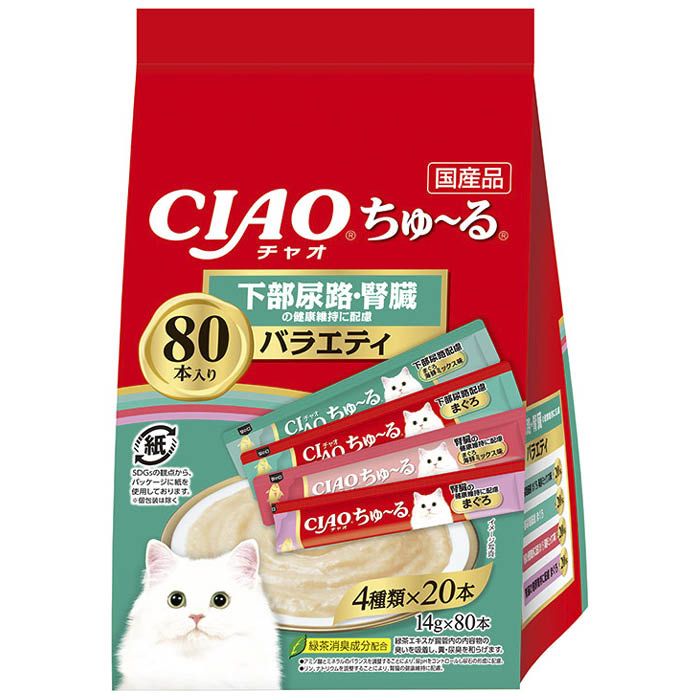 いなば CIAOちゅーる　下部尿路・腎臓の健康維持に配慮バラエティ 14g×80本のサムネイル