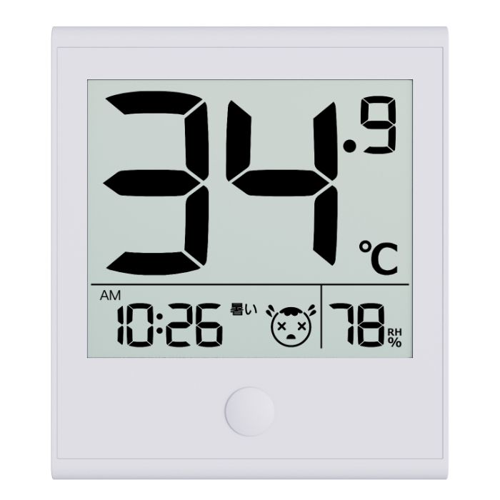 オーム電機 時計付き温湿度計　200B−W TEM−200B−W