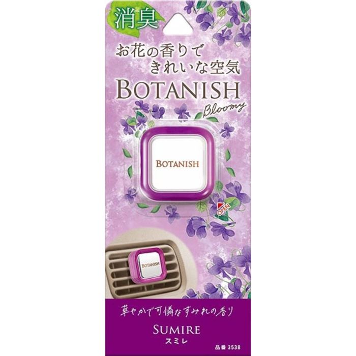 [特長]：■日々の暮らしの中に幸せを届けてくれるお花の香りの消臭剤。■「柿渋エキス」と「フィトンチッド」の2種類の天然消臭成分配合。■エアコンの風で香り広がるエアコンルーバー取付タイプ。■華やかで可憐なすみれの香り