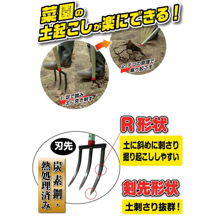金象土起こしフォーク　3本爪