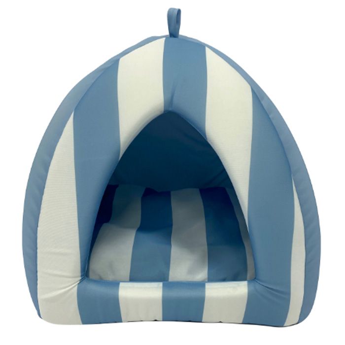 [特長]：■ポップなブルー×ストライプ柄■冷感素材のためテント内は涼しく快適■ペットだけのプライベート空間に[仕様]：■カラー：ブルー■形状：テント[サイズ]：■寸法：幅35×奥行35×高さ35cm