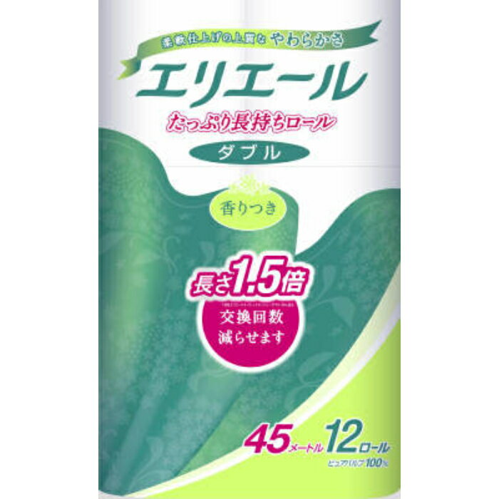 大王製紙 エリエール トイレットティシュー たっぷり長持ちロール 香りつき 12ロール ダブル 長さが1.5倍巻きで長持ち
