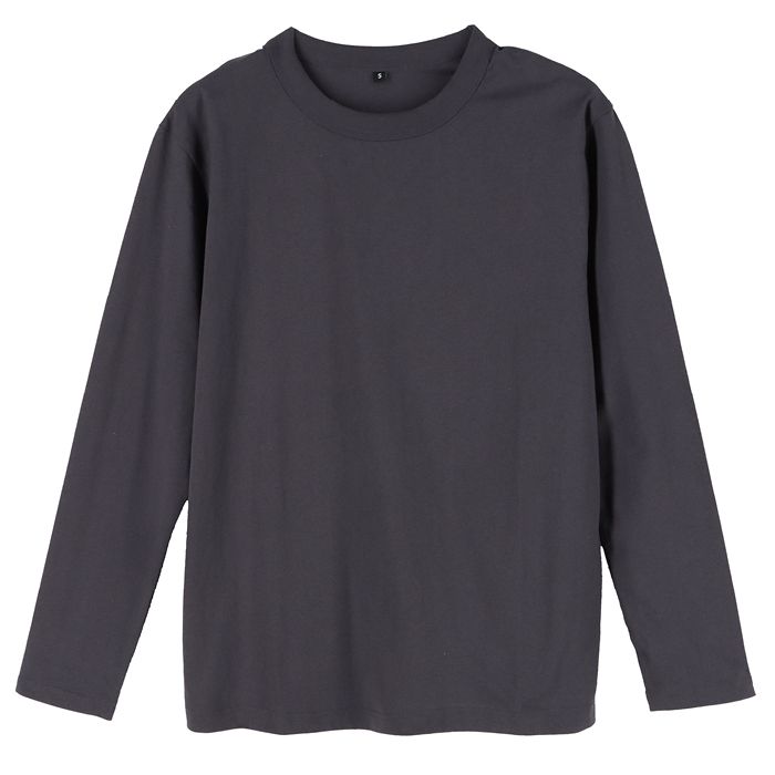 【倉庫 新規登録】ナフコオリジナル コットン長袖クルーTシャツ NF-204 チャコール