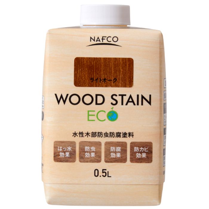 ナフコ 水性木部塗料 ウッドステインECO 0.5L ライトオーク