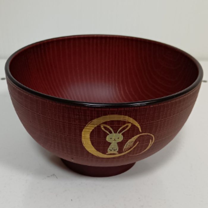 総木彫汁椀うさぎ レンジ・食洗機対応