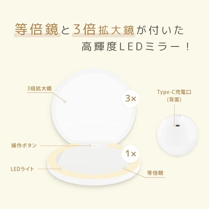 ホームプラザナフコ楽天市場店のビューティフルエンジェル ハンドミラー KRD9026｜アングル3