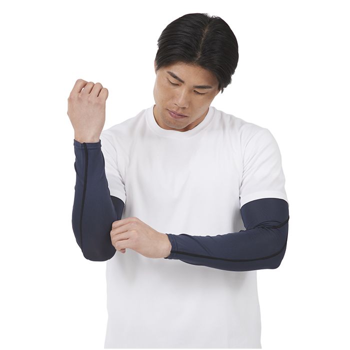ナフコオリジナル 接触冷感アームカバー NF-259 ネイビー無地 フリー