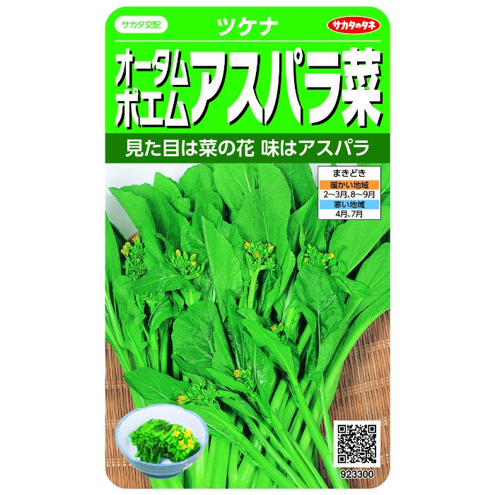 [特長]■茎や葉はアスパラガスに似た風味と甘みがあり、とてもおいしい野菜です■葉は、かき菜として利用します[まきどき]■暖かい地域：2～3月、8～9月■寒い地域：4月、7月