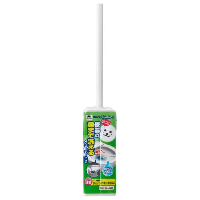 [特長]：■カーブ形状のトイレブラシが便器のフチに沿って、しっかりお掃除できる。■アミ目繊維のブラシは、水ハネしにくく水切れが良く、便器や防汚コーティングを傷つけずに水だけでも汚れが落ちる。■ケースは幅約6cmの収納しやすいスリム形状。ブラシがケースの底に付かないよう収納でき、清潔に保てて衛生的。