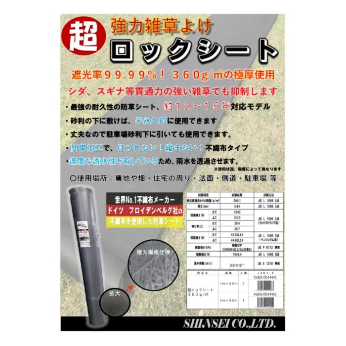 強力ロックシート360黒 2m×30m