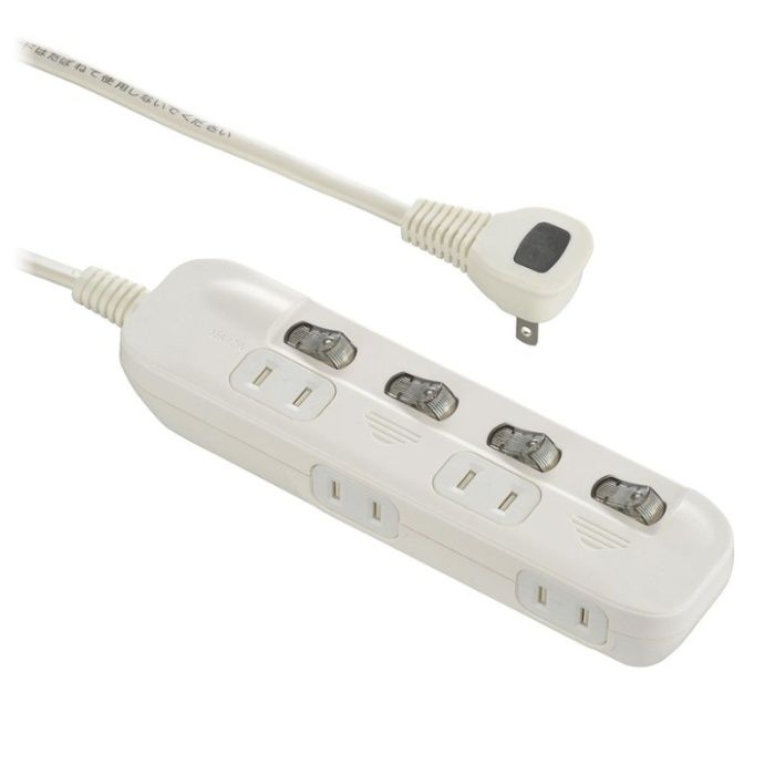 【 特 長 】：■ LEDランプ付個別スイッチ■ コンセント周りに熱に強いPBT樹脂使用の難燃・耐熱ボディ■ 丈夫な二重被ふくコード■ ホコリシャッターでホコリの侵入や感電事故を防止【 仕 様 】：■ 最大消費電力 合計：1500W■ コンセント：4個口■ プラグ形状：L型プラグ■ コード長：2m