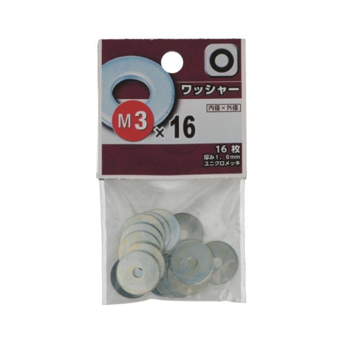 八幡ねじ ワッシャ M3X16X1.0