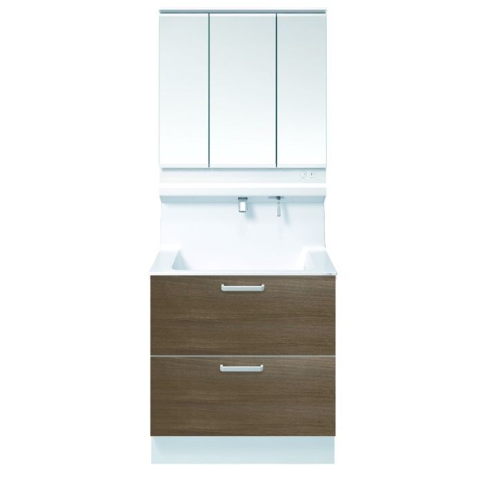 TOTO 洗面化粧台オクターブLite　W750　ワイド三面鏡　二段引出 LDSF075BQGDN1+LMFS075A3GLC1G