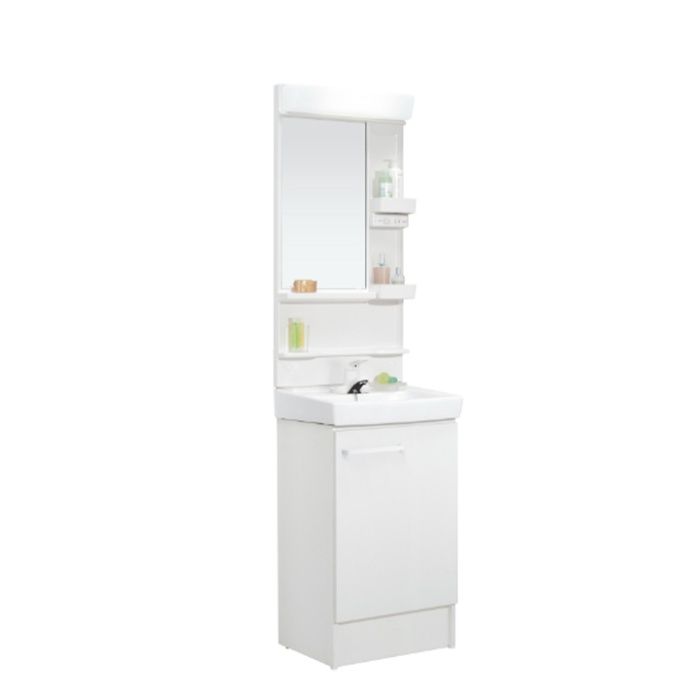 LIXIL D7シリーズ 洗面化粧台セット 1面鏡 間口500mm シングルレバー水栓 ホワイト MD7X4-501XFS+D7N6-504/VP1W