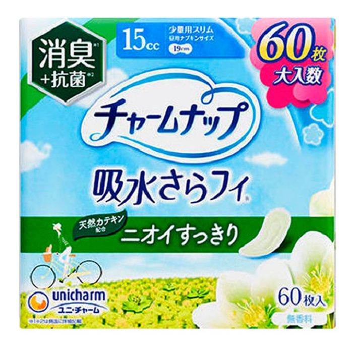チャームナップ 吸水さらフィ 少量用スリム 15cc 消臭・抗菌タイプ 19cm 60枚 昼用ナプキンサイズ 無香料