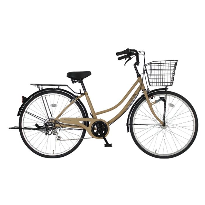 Feel sky カラー軽快車26 6段LEDオート マットベージュ