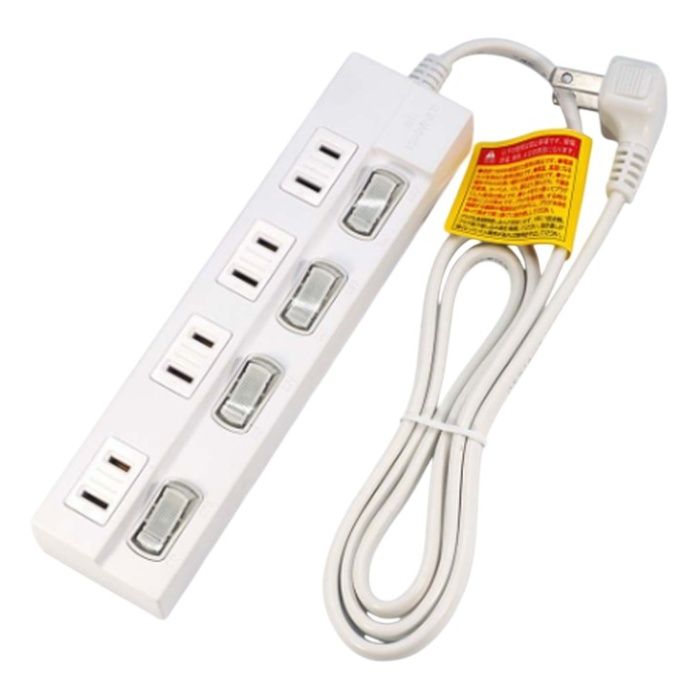 ■独立4スイッチ■LEDランプ■差し込み口に熱に強いユリア樹脂使用■VFF2重被覆■3m