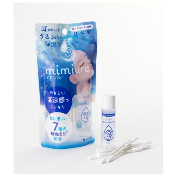 [特長]：■耳まわりの汚れを落として保湿もできる。■ユーカリ葉エキスの香り。スッキリした使用感で保湿効果あり。■適度なでこぼこ形状で耳まわりの汚れを優しく取り除く。[仕様]：■日本製■耳用ローション：10ml+綿棒：30本入[成分]：■水、エタノール、PG、1、2ーヘキサンジオール、グリチルリチン酸2K、水溶性コラーゲン、メントール、ユーカリ葉油、ローマカミツレ花エキス、トウキンセンカ花エキス、ヤグルマギク花エキス、カミツレ花エキス、セイヨウオトギリソウ花/葉/茎エキス、フユボダイジュ花エキス、PEGー40、水添ヒマシ油、BG、ジメチコン、フェニルトリメチコン、PEGー12ジメチコン、PEG/PPGー30/10ジメチコン、DPG、フェノキシエタノール、メチルパラベン