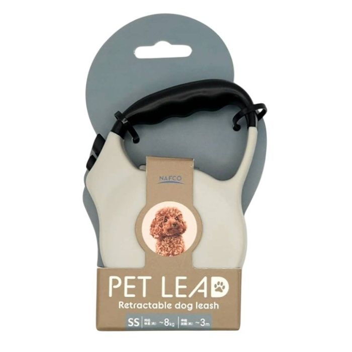 [用途]：■超小型犬用（SSサイズ）の散歩用伸縮リードです。■約3mまで伸縮し、愛犬の行動範囲を確保しながら安全にコントロールできます。■対応体重：約8kgまで。日常の散歩や外出時に便利です。[仕様]：■商品サイズ：約3m（伸縮距離）■1個重量：143g■材質：・本体：ABS・グリップ：TPR・スイッチ：ABS・ナスカン：亜鉛合金（ポット合金と記載されていますが、一般的には亜鉛合金を指します）・テープ：ポリエステル
