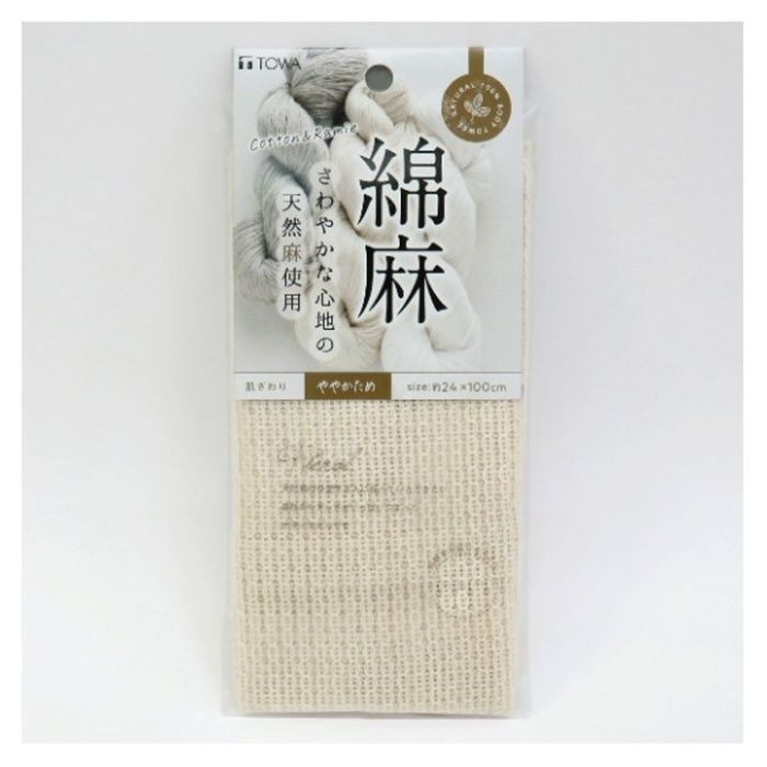 [仕様]：■サイズ：幅24×奥行0.1×高さ100cm■本体重量：41g■素材・材質：綿50％・麻50％■原産国：中国[商品説明]：■やわらかな天然の綿とシャリ感のある麻を使用。■さわやかな洗い上がりのタオルです。