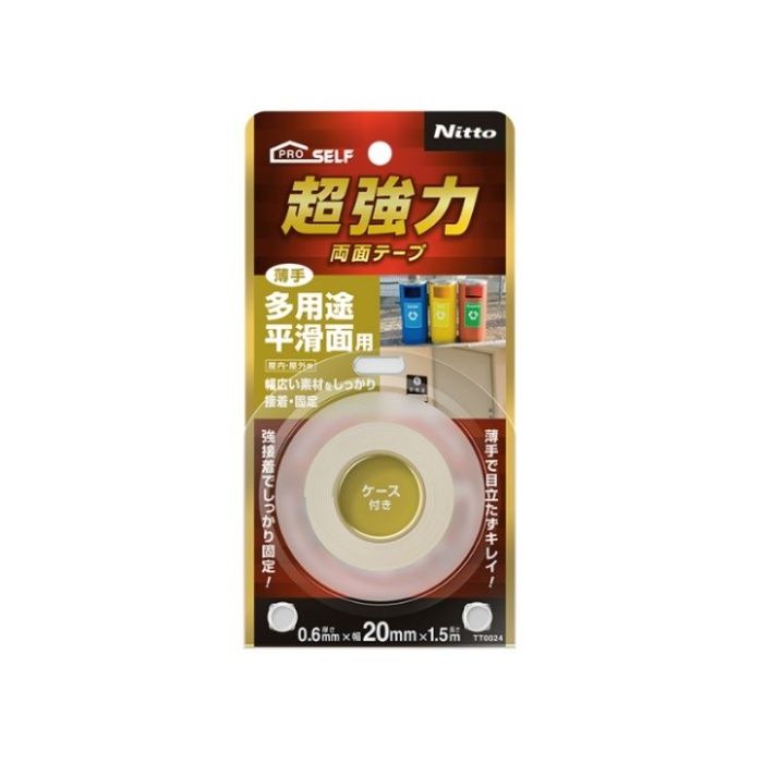 【仕様・規格】JIS規格Z1541　1種2号準拠色：白幅（mm）：20長さ（m）：1.5厚さ（mm）：0.6粘着力（N/10mm）：26.3使用温度範囲（℃）：-20℃ー100℃材質基材アクリルフォーム　アクリル系粘着剤　はく離紙質量・質量単位39g生産国　韓国