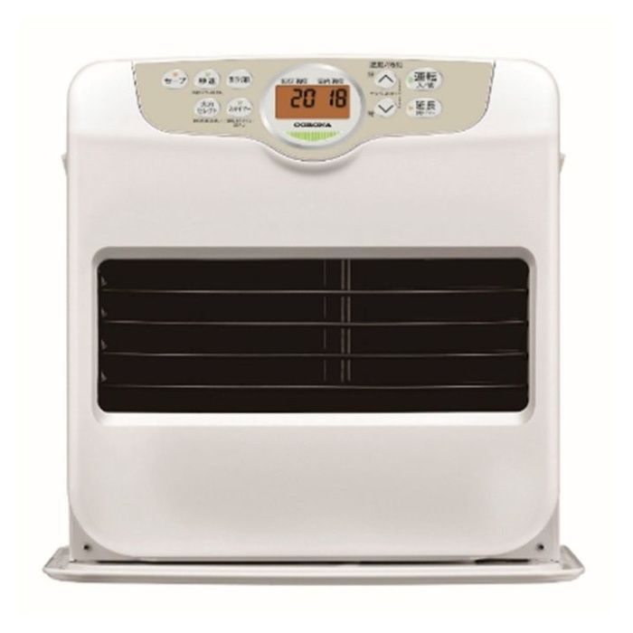 暖房出力：3.60ー0.59kW消費電力：10.5/10.5ー4/422/22ー10/11燃焼継続時間：20.6ー126.3通常点火時間（55秒）タンク容量：7.2Lかーるくとって +見やすく大きな油量計窓クリーン消火ニオイカットメカ灯油切れカウントダウン表示お知らせサイン大型オレンジ液晶運転モード保持機能秒速点火　（7秒点火）秒速タイマー（7秒点火タイマー）小部屋モード火力セレクト給油お知らせメロディ（エリーゼのために）
