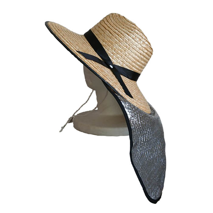 紳士麦わら帽子 遮光日除け付き