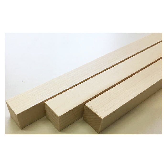 [仕様]：■材質：蝦夷松■長さ：約910mm■厚み：約24mm■幅：約24mm■無塗装[特長]：■淡黄色で、木目もまっすぐに通っており美しい。■建築材や家具、楽器（ピアノやヴァイオリン等）やパルプ原料などに幅広く活用されている。[用途]：■木工作や家具、造作材等、様々な場所にご使用いただけます。■木製品の為、お好みの長さにカットしてご使用いただけます。■無塗装品の為、そのままのご使用は勿論、クリア塗装や好みの色にペイントしてご使用いただく事もできます。[注意事項]：■天然木を使用しておりますので、木目、色調は商品によって異なります。■直射日光、雨ざらし、高温多湿の場所で保管しないでください。■お使いのモニター画面の色調や解像度の関係により、現物と色合や質感が多少異なって見える場合がございます。