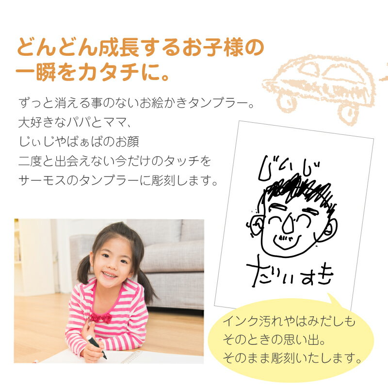 楽天市場 敬老の日 お絵かき 似顔絵 子供の絵 タンブラー サーモス プレゼント 名入れ お絵かきタンブラー おえかき 落書き イラスト 誕生日 お父さん お母さん 父 母 孫 家族 思い出 記念品 割れない 実用的 真空断熱 Thermos 4ml 送料無料 10営業日出荷 名