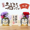 敬老の日 古希 お祝い プレゼント ふくろう 花 プリザーブドフラワー 和風 名入れ【 長寿 ふくろう プリザ ペア 】 友人 夫婦 ペアギフト 喜寿 祝い ギフト 置物 両親 祖父 祖母 金婚式 還暦祝い 古希祝い 赤 紫 傘寿 卒寿祝い 長寿祝い 記念品 送料無料 翌々営業日出荷
