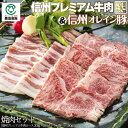 信州プレミアム牛肉＆信州オレイン豚焼肉セット[信州プレミアム牛ロース300g 信州オレイン豚バラ350g] 1