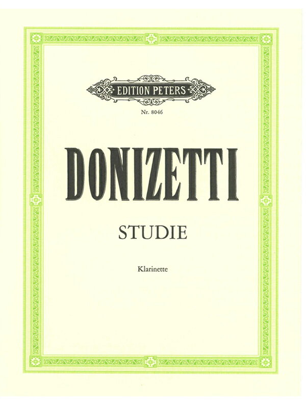 イタリア・ロマン派のオペラ作曲家、ガエターノ・ドニゼッティ（1797-1848）による クラリネットの為の練習曲集です。 音楽大学の入試課題曲にも取り入れられています。 出版社：Peters London サイズ：菊倍判 ※予告なく表紙のデザインが変更されることがございます。　