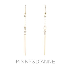 【マラソン期間 P×5倍!!】ピンキー&ダイアン ピアス 10金 ロング ホワイトトパーズ イエローゴールド フック型 スティック 揺れる スタイリッシュ 上品 FPRPD20317 クリスマス