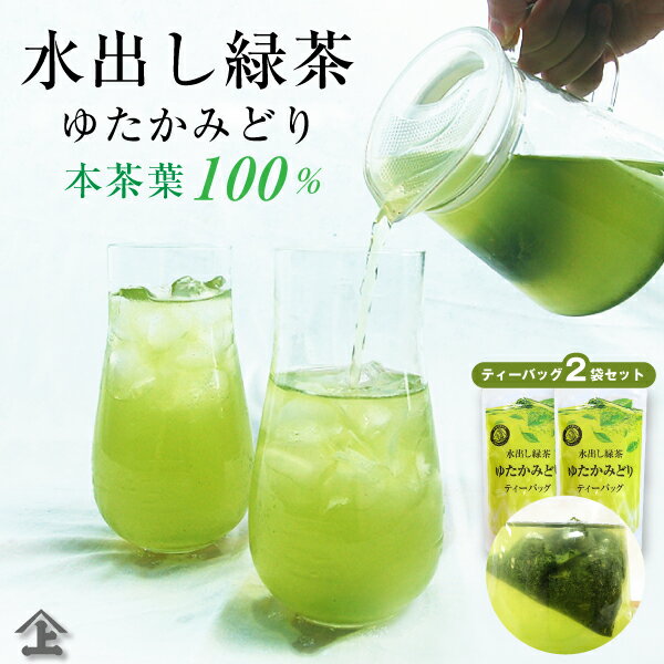 水出し緑茶ゆたかみどりティーバッグ2袋セット 本茶葉100％ 水出し煎茶 水出し緑茶 ティーバッグティーパック 徳用水出し茶 エピガロカテキン豊富な品種 お茶 冷茶 ポスト投函便送料無料 【通年取扱商品】