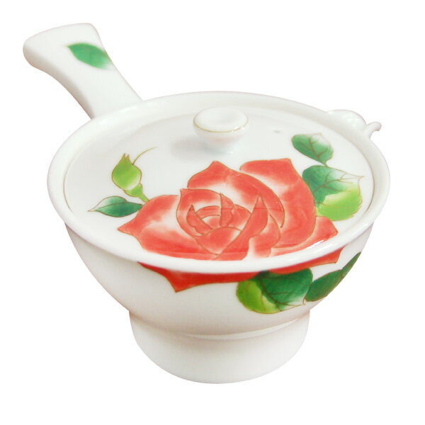 ギフト 有田焼 桟美津子による手書きのローズ柄急須 伊万里陶芸 薔薇（バラ）の絵が上品です。母の日や敬老の日、誕生日プレゼントにも。