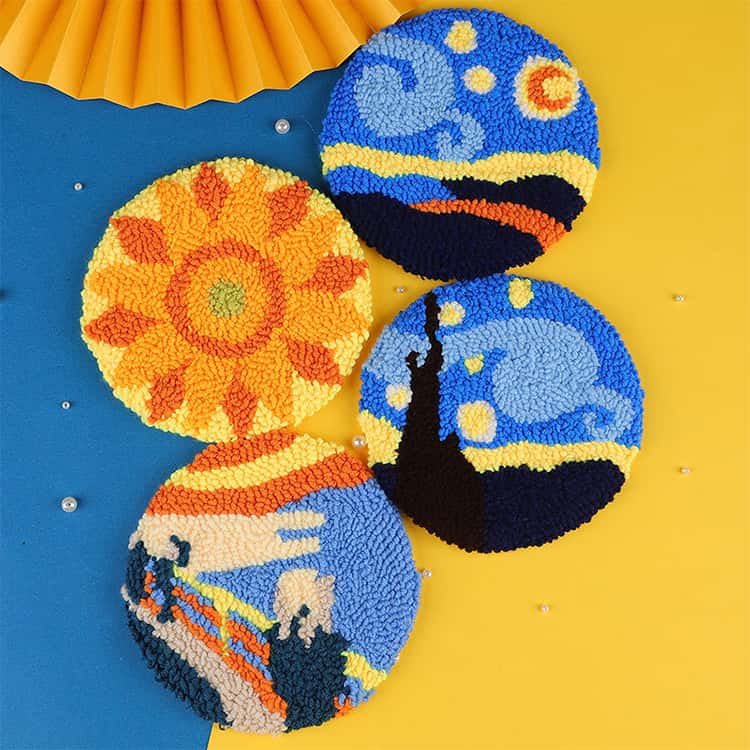 パンチニードル コースター材料キット 材料道具キット ニードルパンチ 刺繍 パンチ...