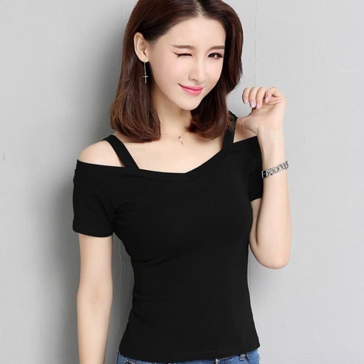 オフショル半袖Tシャツ 肩出し トップス レディース tシャツ 半袖 オフショルダー ...