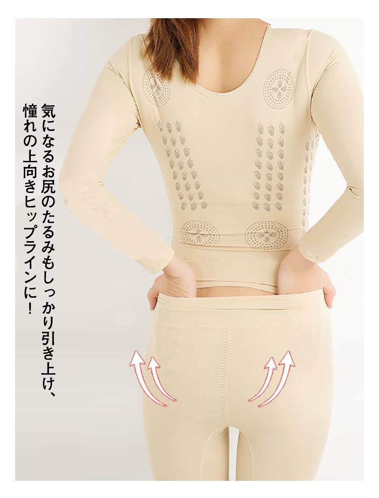 通気 送料無料 レディース ボディシェイパー 補正下着 ボディスーツ お腹 太もも 骨盤ガードル ダイエット 痩せ 引き締め 補正インナー 補正 下着 インナー 長袖 薄手 猫背 伸縮 花柄レース ボディシェイパー くびれ nagamori-10003300 バッグ angels サンプル画像2