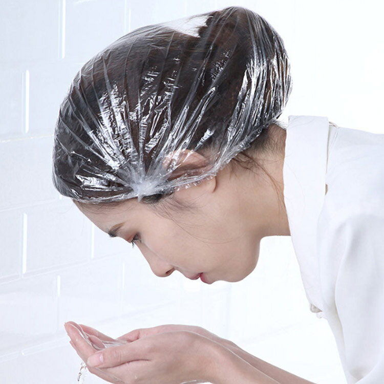 使い捨てヘアキャップ ヘアーカラー用 送料無料 100枚 髪染め用 使い捨てタイプ ビニールキャップ ヘアーキャップ クリアシャワーキャップ 美容用品 透明 コスメ用品 美容用品 ヘアケア用品 シャワーキャップ (2)