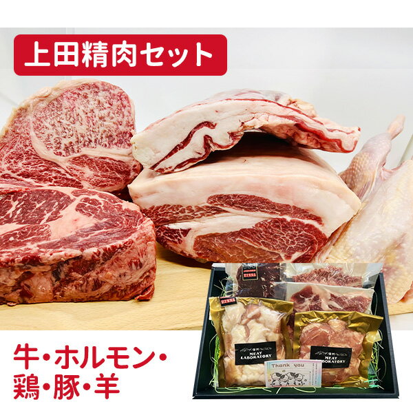 商品番号 026232322283-28 商品名 上田精肉ギフト800gセット 出品者 信州MEATLABORATORY 商品説明 信州産精肉の食べ比べができる商品です。 信州産精肉の興味はあるけれどどの部位から挑戦しようか迷っている方やいろいろな信州産精肉を試してみたい方に おすすめです。 ※在庫状況によりセット内容（部位）を決めさせていただきます。ご希望は承れません。ご了承ください。 【当店精肉について】 ■信州産和牛 日本短角和種×黒毛和種の意図的和間交雑種のハイブリット短黒和牛です。 旨味の強い赤身肉の短角牛ときめ細かな霜降り黒毛和牛を自然交配させそれぞれの長所を残した和牛です。 当店では、霜降りや柔らかさよりも肉本来の噛みしめる旨味を追求しています。 ■信州産羊サフォーク 天空の牧場と呼ばれているダボス牧場の伊藤氏が育てる、信州生まれ上田育ちのサフォーク羊で 全国で年間1,500頭しか出荷されない国産羊です。 ■信州産地鶏 歯ごたえがありシンプルな味付けでも美味しく、臭みも少ないため、いろいろな料理にお使いいただけます。 また、脂肪が少なくヘルシーなため健康意識が高い方からも好評をいただいております。 ■豚 安曇野放牧豚は北アルプスを望む標高800mの山の中で安曇野の自然に包まれ育っていることが特徴です。 このような環境で育った肉はきめ細かく、野性味の食感があり、あまく歯ごたえのある脂身となります。 セット内容 ・牛200g・ホルモン200g・鶏150g・豚150g・羊150g※在庫状況によりセット内容（部位）を決めさせていただきます。 アレルギー表示 牛肉　鶏肉　豚肉　 配送 冷凍 お届けまでの 目安 ご注文から7～10営業日程度で発送 配送料 商品代金に送料込　※沖縄県の場合はプラス590円いただきます。 梱包時のサイズ 縦350mmx横270mmx高さ100mm 賞味期限 製造から30日 備考 ‐ 【ご注意】ご注文前にご確認ください。 ≪ご発送につきまして≫ NAGANOマルシェの商品は、各生産者様からの直送となります。複数の商品を同時にご購入頂いた場合は、生産者様ごとに別々の発送となります。 ≪コンビニ・銀行など前払い決済につきまして≫ ご入金確認後の発送手続きの開始となりますこと、ご了承ください お早めのお支払いをお願い申し上げます。