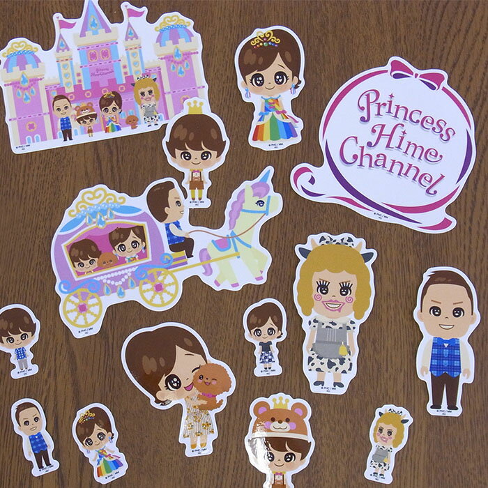 ★日本製【PH/Q ステッカーL[馬車]】プリンセス姫スイートTV／プリ姫／ひめちゃん／おうくん／パパ子／Youtuber／かわいい／シール／屋外使用可／耐水／防水